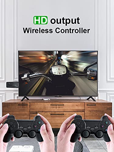 DEVELE Consolas de Videojuegos 4K 2 4G Inalámbrico Integrado en 10000 Juegos 64GB Retro Clásico Gamepads TV Controlador Familiar con Doble Controlador Inalámbrico para PS1/GBA/MD