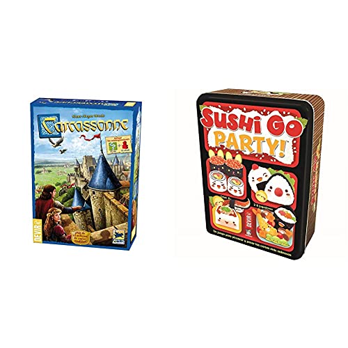 Devir 222593 Carcassonne, Juego De Mesa (Versión En Castellano) + Sushi Go Party: Edición En Castellano, Juego De Mesa (Bgsgparty)