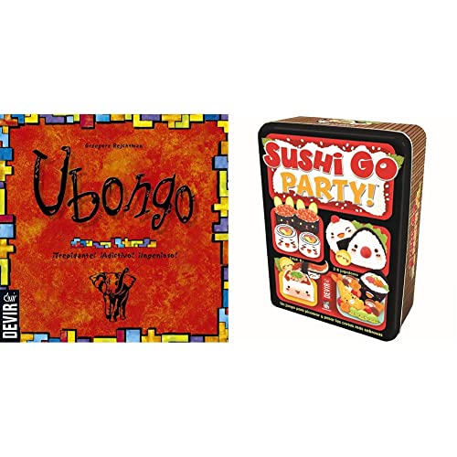 Devir- BGUBON Ubongo, Juego de Mesa, Multicolor , Color/Modelo Surtido + Sushi Go Party: edición en Castellano, Juego de Mesa (BGSGPARTY)