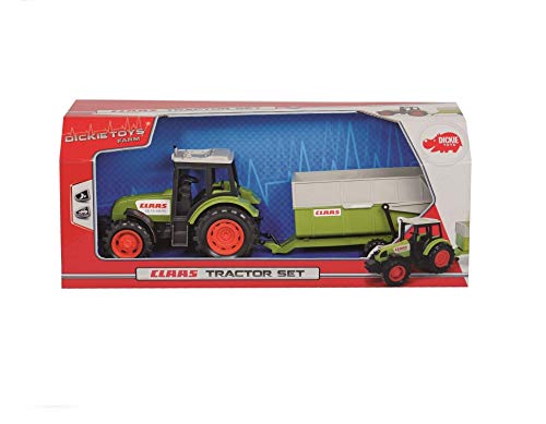 Dickie Toys Tractor de Juguete con Trailer Claas, Partes móviles, para niños a Partir de 3 Años-36 cm, Color carbón (3736004)