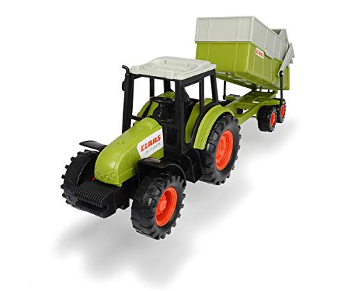 Dickie Toys Tractor de Juguete con Trailer Claas, Partes móviles, para niños a Partir de 3 Años-36 cm, Color carbón (3736004)