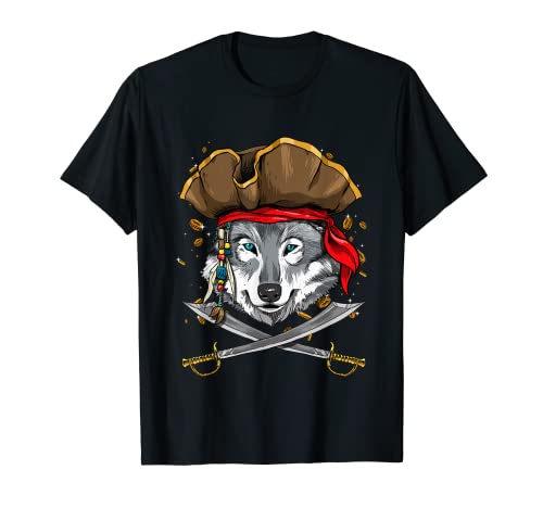 Disfraz de lobo pirata Jolly Roger Halloween Navidad Camiseta