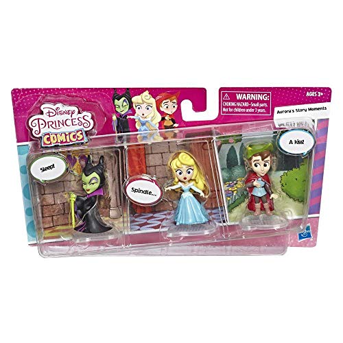 Disney Princess Comics Dolls, Aurora's Story Moments Long Walks with Maléfica y Prince Phillip, 3 Figuras de Juguete coleccionista y Tira de cómics