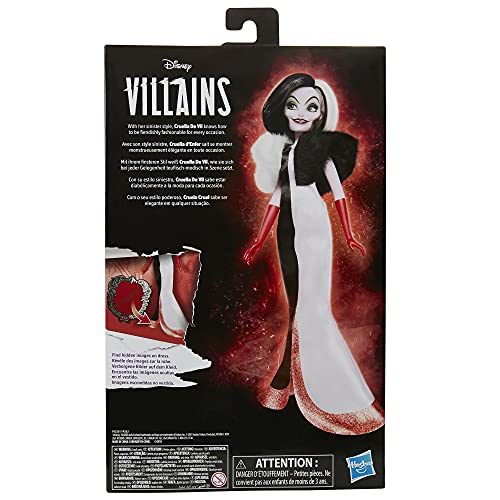 Disney Villains - Cruella De Vil - Muñeca con Accesorios y Ropa removible - Juguete Villains - A Partir de 5 años