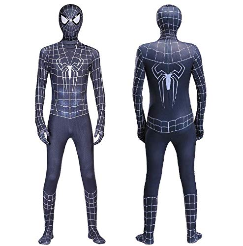 Diudiul Spiderman Traje de Superhéroe Traje de Lujo Traje Cosplay Zentai (Negro-Venom,XS(100-110cm))