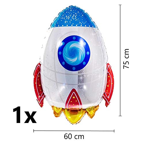 DIWULI, juego de globos espaciales cohete grande, globo XL número 3 rojo, globos de lámina de feliz cumpleaños 3º niño, fiesta temática, decoración, nave espacial, astronauta, estrellas, planeta