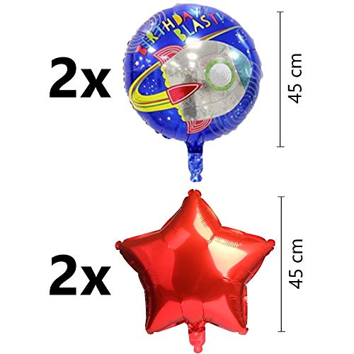 DIWULI, juego de globos espaciales cohete grande, globo XL número 3 rojo, globos de lámina de feliz cumpleaños 3º niño, fiesta temática, decoración, nave espacial, astronauta, estrellas, planeta