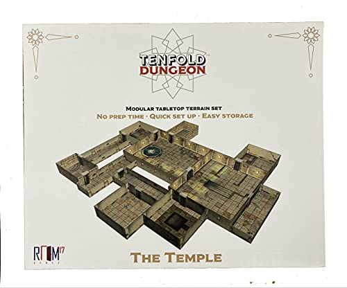 DnD Dungeon Terrain RPG – Alfombrillas de batalla 3D para juegos de rol, configuración rápida de azulejos de mapa y almacenamiento fácil con cuadrícula cuadrada de Mazmorras y dragones Templo