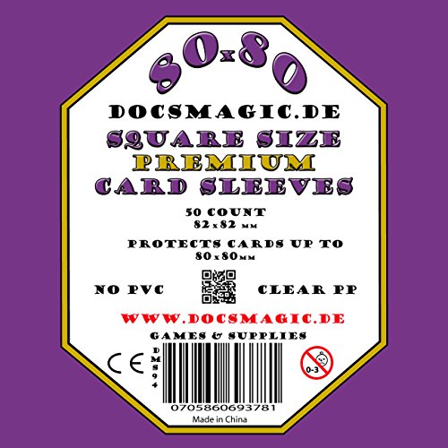 docsmagic.de 50 Premium Medium Square Board Game Sleeves - 80 x 80 - 82 x 82