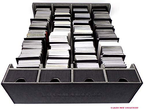 docsmagic.de Premium 4-Row Trading Card Storage Box Black + Trays & Divider - MTG PKM YGO - Tarjetas Coleccionables Caja de Almacenaje Negra