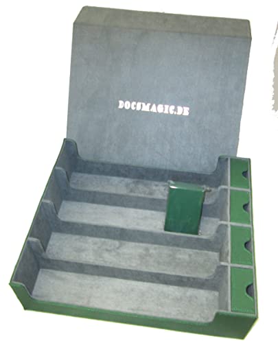 docsmagic.de Premium 4-Row Trading Card Storage Box Green + Trays & Divider - MTG PKM YGO - Caja de Almacenaje Verde