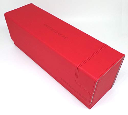 docsmagic.de Premium Magnetic Tray Long Box Red Medium - Card Deck Storage - Caja Roja