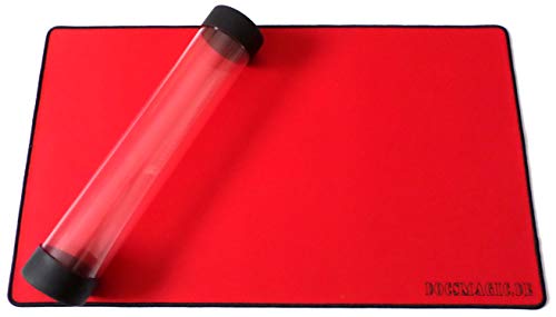 docsmagic.de Premium Playmat + Tube Big Transparent Red - 60 x 34 cm - Tapete de Juego + Rodillo de Transporte Roja