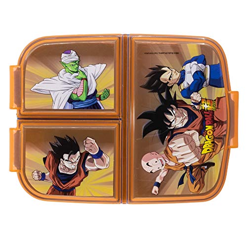 Dragon Ball | Sandwichera Con 3 Compartimentos Para Niños - Lonchera Infantil - Porta Merienda - Fiambrera Decorada