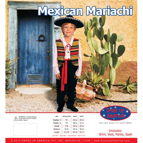 Dress Up America Disfraz de Mariachi Mexicano para niños