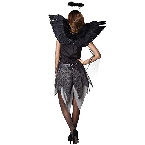 dressforfun 900507 Disfraz de Mujer Ángel Vampiresa, Vestido Negro y Gris a Tres Capas (XXL| No. 302456)