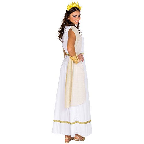 dressforfun Disfraz de diosa griega para mujer reina diosa antiguo | Vestido largo y elegante + excepcional tocado con diseño de laurel, puños preciosos con un toque brillante (XL | no. 300201)