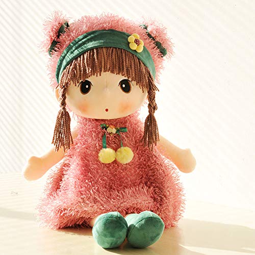Dulce muñeca de hadas de tela, muñeca de bebé con pelo, muñeca de peluche para niñas pequeñas (40 cm) (C-Pink)