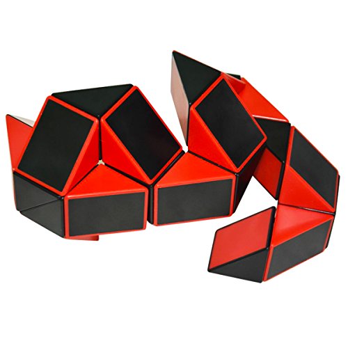 EASEHOME Serpiente Magica Rompecabezas Cubo Mágico, 24Parts Snake Speed Puzzle Cube PVC Pegatina Magic Cubes Twist Juguete Juego Educación para niños y Adultos, Negro Rojo