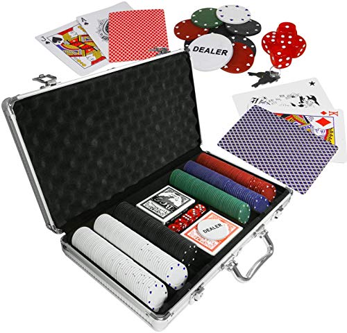 Eaxus®️ Juego de póquer Noble en Estuche de Aluminio - Estuche de póquer Royal Flush ♣️ 300 Chips Card Decks