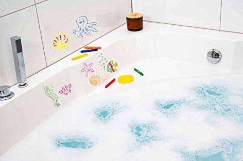 Eberhard Faber 524105 - Tiza de baño para pintar sobre azulejos y espejos, juego de 5 unidades con esponja, multicolor, 5 unidades (1 paquete)