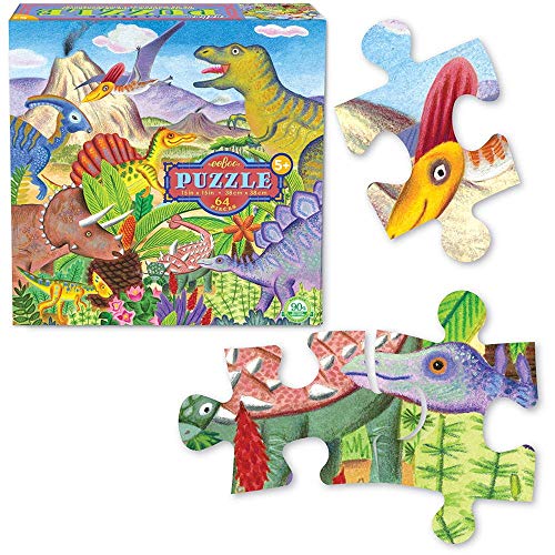 eeBoo, Puzzle de 64 Piezas Isla de Dinosaurios, Juguete para niños y niñas (5a+)