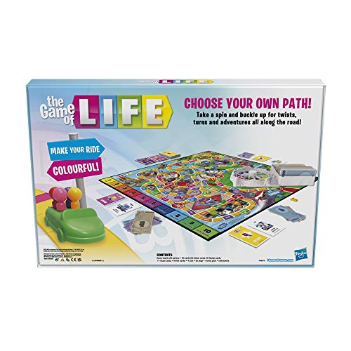 El Juego de la Vida, Juego de Mesa Familiar para 2 a 4 Jugadores, para niños de 8 años en adelante, Incluye Pinzas de Colores
