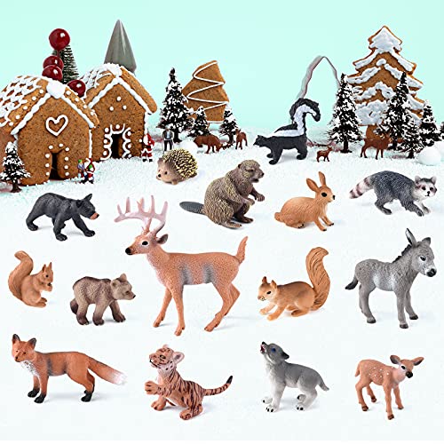 ELECLAND 15Pcs los Animales del Bosque Figuras Forest Animals Figuras Miniatura Criaturas de bosques Figurines Woodland Primero de la Torta de cumpleaños de los niños de Navidad Decoración de Fiesta