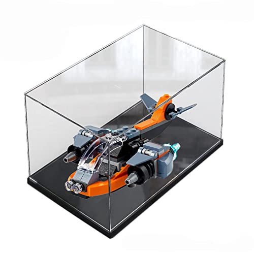 ELEpure Caja de exhibición acrílico Transparente para colección de Modelo Lego, Caja de presentación Caja de Almacenamiento a Prueba de Polvo con Base para Mini Figura de Juguete (Negro,30x20x20cm)