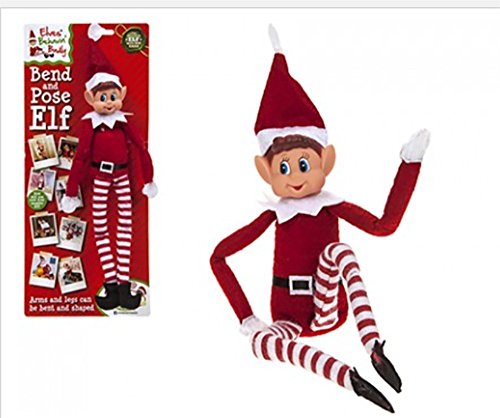 Elves Behavin Badly Elfo Flexible Flexible de 12"con Cabeza de Vinilo - Accesorio de Navidad (Niño Elfo Rojo)