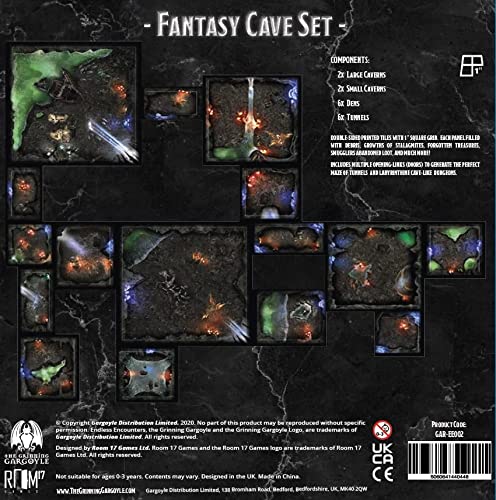 Encuentros sin fin, mapas de terreno tácticos flexibles para juegos - Tapete de juego Battle Grid - Juego de rol portátil DND RPG - Mesa de dragones y mazmorras de cuadrícula de 1 pulgada (Cavernas)