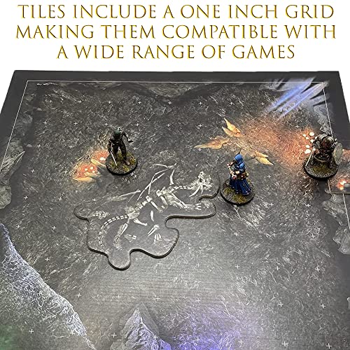 Encuentros sin fin, mapas de terreno tácticos flexibles para juegos - Tapete de juego Battle Grid - Juego de rol portátil DND RPG - Mesa de dragones y mazmorras de cuadrícula de 1 pulgada (Cavernas)