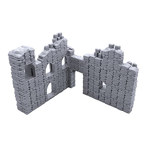 EnderToys Battle Ruined Walls, Terrain Scenery for Tabletop 28mm Miniatures Wargame, 3D Printed and Paintable