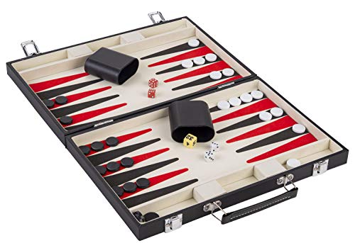 Engelhart - Conjunto de Backgammon Rojo Blanco y Negro de 36 cm. - 250505