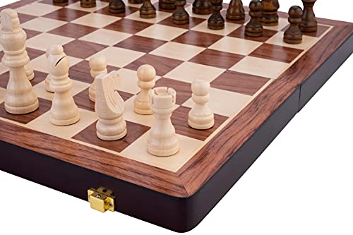 Engelhart - Juego de Ajedrez / Backgammon de Madera Reversible - Bandeja Plegable - Piezas Incluidas (38,5 cm)
