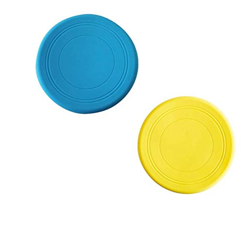 EQLEF Flying Disks Flying Disc Not Slip Juguete de Silicona Suave Parent-Child Happy Time Outdoor Sport 2 Piezas de 19 cm de diámetro Azul, Amarillo