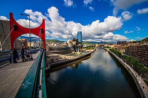 España Puente de Bilbao Ríos Ciudades Nubes BuildingAdult Puzzle niños 1000 Piezas Juego de Rompecabezas de Madera Regalo decoración del hogar Recuerdo de Viaje Especial