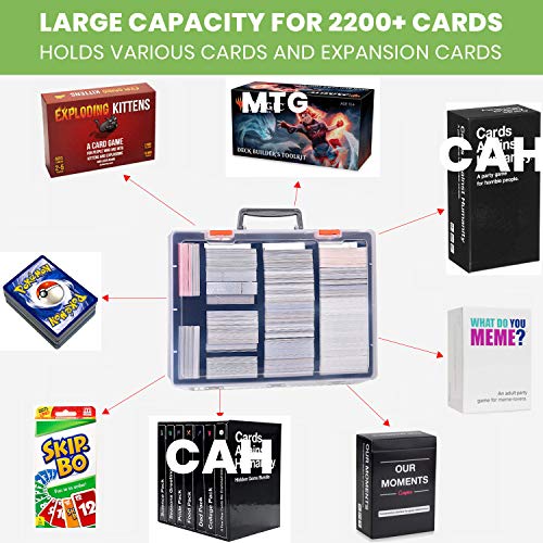 Estuche para tarjetas de 2200 + – C.A.H/MTG Deck Box Organizador de almacenamiento compatible con tarjetas contra la humanidad/Magic The Gathering/Yugioh/PM Trading Board Game Cards