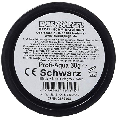 Eulenspiegel - Maquillaje Profesional Aqua, 20 ml / 30 g, Color Negro (181119)