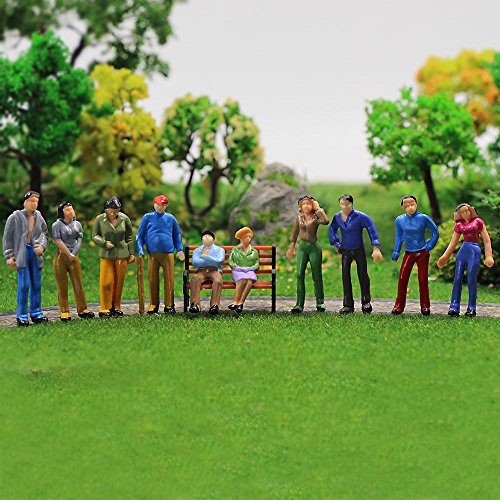 Evemodel Trenes en miniatura Architectural 1:50 Figuras pintadas Escala O Personas sentadas y de pie para escenas en miniatura Nuevas (50 piezas)