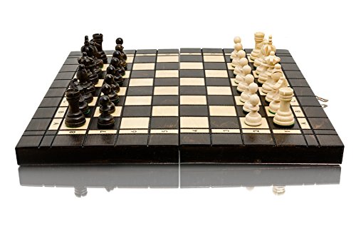 Fantástico juego de ajedrez y damas de madera de torneo OLÍMPICO de 35 cm / 14 pulgadas, 100% hecho a mano