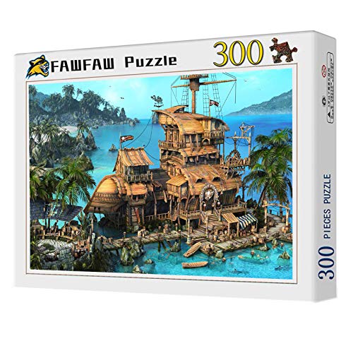 FAWFAW Puzzles 300 Piezas, Taberna Pirata En Las Islas del Caribe 1500/1000/500/300 Piezas