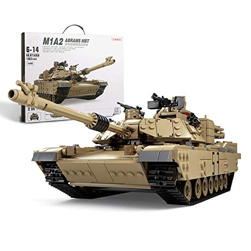Feleph M1A2 Tanque Vehículo Blindado 2-en-1 Kit de Construcción Militar Conjunto de Juguetes de Bloques Compatibles con Todas Las Marcas Principales (1463+ Piezas)