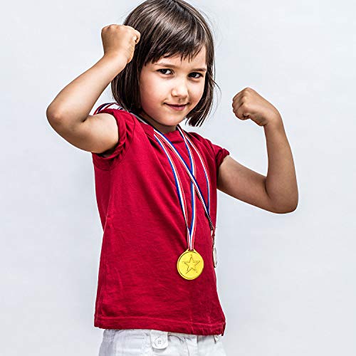 FEPITO 36 Piezas de medallas de Oro para niños, medallas de plástico para niños, medallas de Oro para decoración de Fiestas Infantiles y premios Deportivos