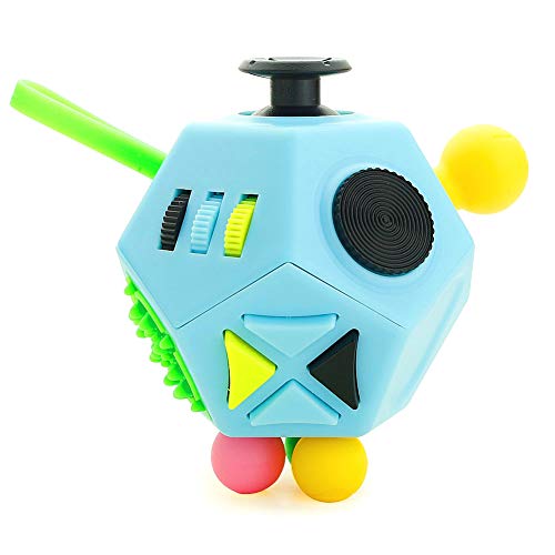 Fidget cubo II juguetes antiestrés actualizados 12 lados gadgets dodecaedro ayudan a reducir el estrés, la ansiedad, el nerviosismo o el tiempo de matar a los niños adultos con TDAH Autismo Azul claro