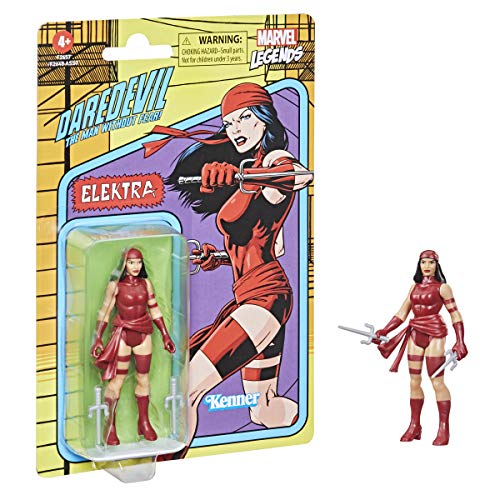 Figura de acción de 9,5 cm de Elektra Retro 375 Collection de Hasbro Marvel Legends