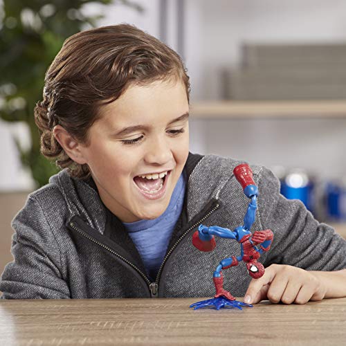 Figura de acción de Spider-Man de Marvel Spider-Man Bend and Flex, Figura flexible de 15 cm, incluye accesorio arácnido, a partir de 6 años