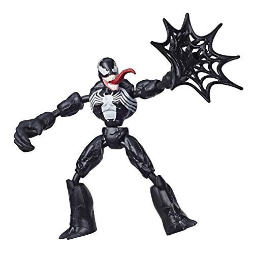 Figura de acción de Venom de Marvel Spider-Man Bend and Flex, Figura Flexible de 15 cm, Incluye Accesorio arácnido, a Partir de 6 años