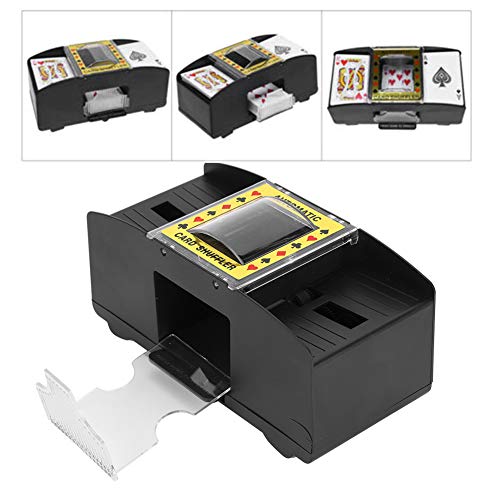 FILFEEL Máquina mezcladora electrónica de barajador, automático de Cartas para barajar Naipes de 2 mazos, Estuches de Cartas de póker, para Entretenimiento Popular Negro