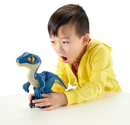 Fisher-Price Imaginext Jurassic World 3 Raptor XL Dinosaurio articulado de juguete para niños +3 años (Mattel GWP07)